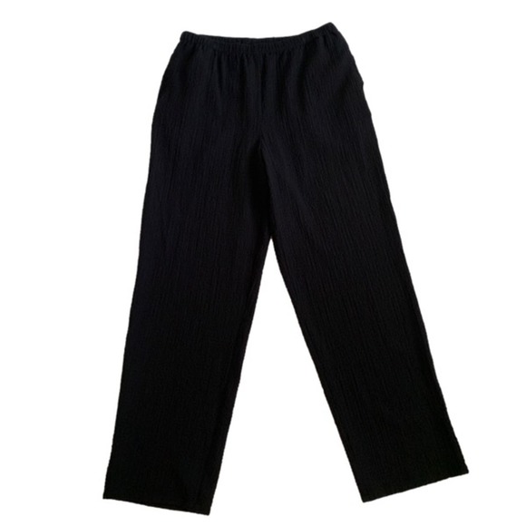 Orvis Pants Black Waffle Weave High Rise Pockets Casual Comfort Pants Si… - Picture 1 of 12